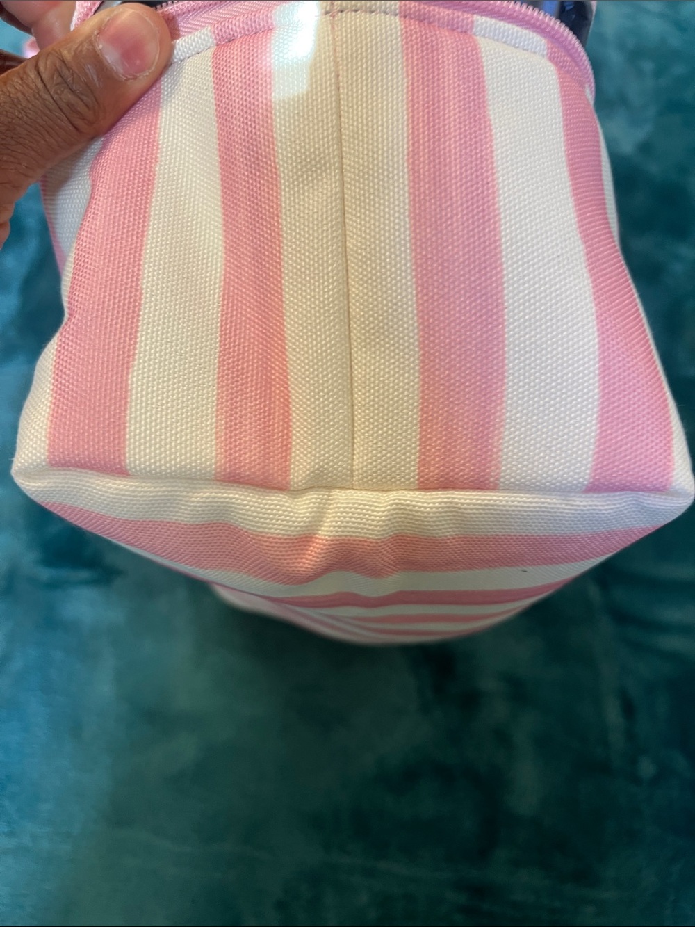 Victoria's Secret Pink and White Striped Tote with Bottom Zip Compartment - Picture 6 of 13